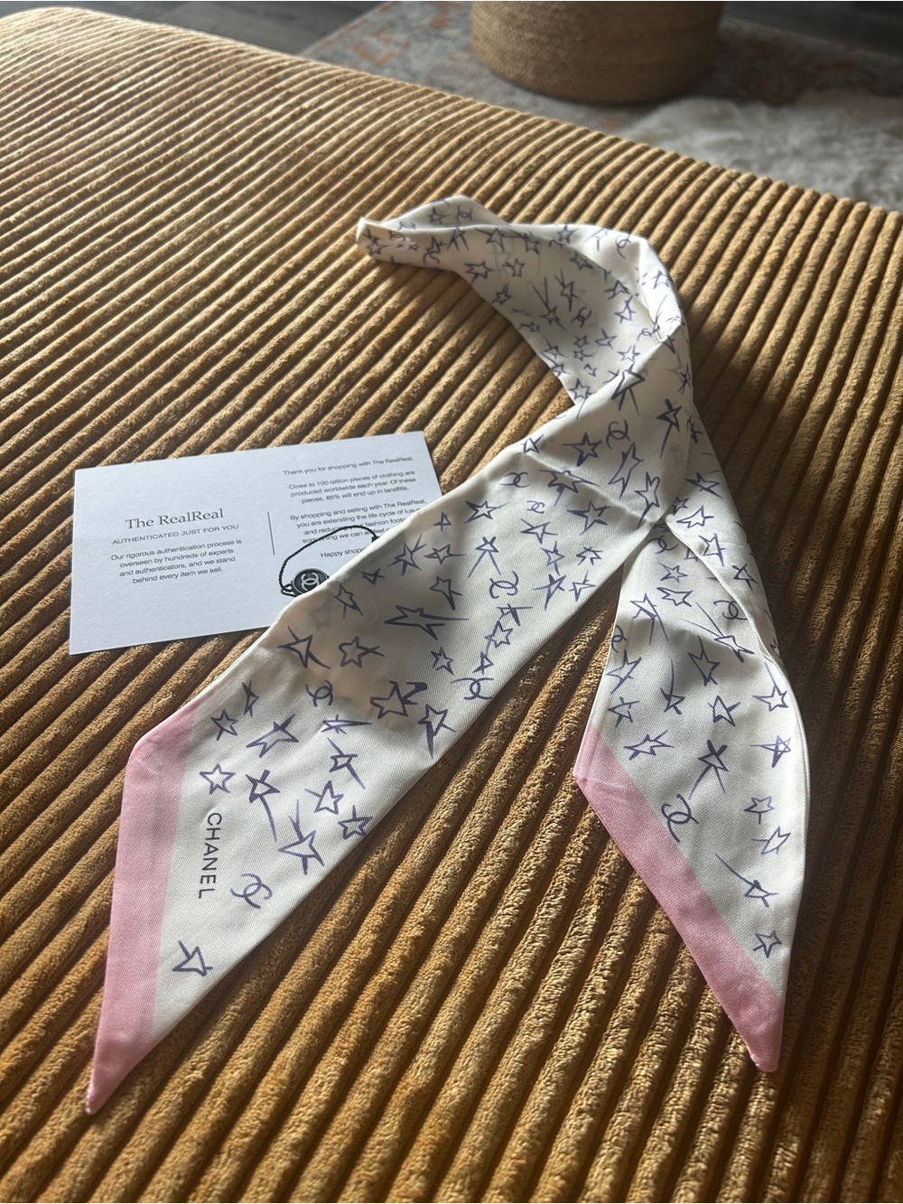 CHANEL Twilly Scarf cream/pink/black NEW